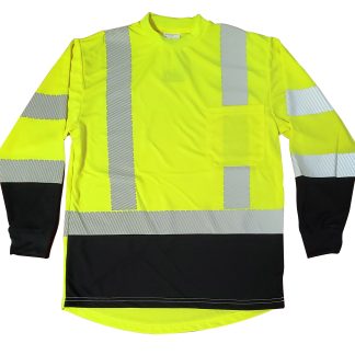 Long Sleeve Black Bottom Hi-Vis Shirt with Split Striping – 2003BLS