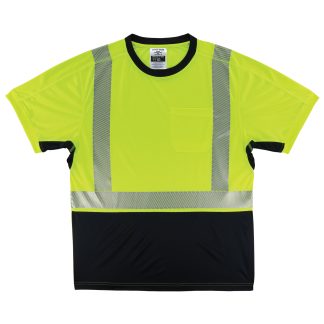 Ergodyne – Class 2, Lightweight Performance Hi-Vis T-Shirt, Segmented Striping – Safety Green – 8283BK
