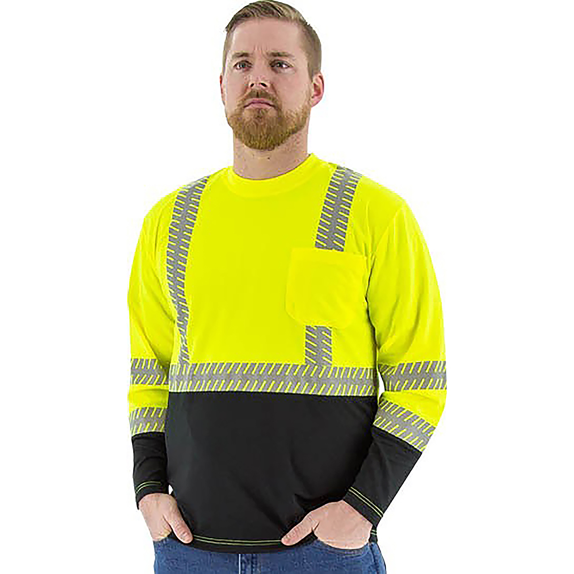 High Visibility Long Sleeve Shirt With Reflective Chainsaw Striping, ANSI 2, R – 75-5257